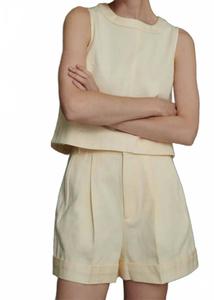 Айги Шорты с высокой талией из хлопкового полотна в кремовом цвете Soeur