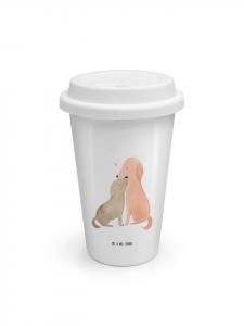 Mr. & Mrs. Panda Белая дорожная кружка с изображением собаки (без слогана)