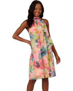 Платье Adrianna Papell Halter Sheath Short Dress, цвет Pink Multi