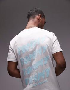 Футболка Tommy Jeans с принтом в виде пузырьков на спине белого и нежно-голубого цветов