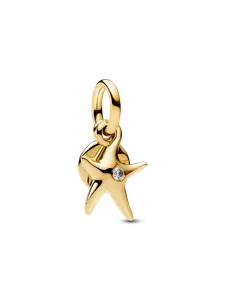 Двойная подвеска в виде морской звезды Pandora, 14-каратное золотое покрытие