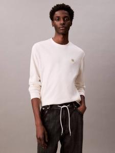 Футболка с круглым вырезом и декоративной нашивкой Calvin Klein, Tofu