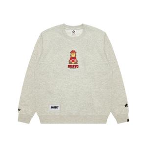 Свитшот A Bathing APE с вышитым логотипом Aape, серо-белый