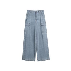 ELLE Джинсы женские деним синие умеренно широкие