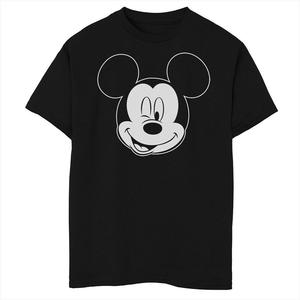 Футболка с изображением Микки Мауса Disney's для мальчиков 8–20 лет с контуром подмигивающего лица хаски, черный