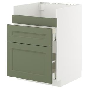 Нижний модуль HAVSEN snk/3 frnts/2 drws, white/Axstad grey-green, 60x60 cm, Metod / Maximera IKEA