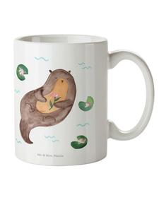 Детская кружка с рисунком выдры и водяной лилии, без слов, белого цвета Mr. & Mrs. Panda