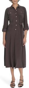 Женское платье-рубашка Tommy Hilfiger из джерси с отворотами, воротником и однотонным лифом, Mink