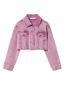 Укороченная джинсовая куртка TWINSET Kids, розовый