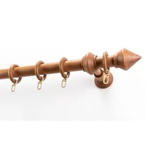 Карниз Palmo Ø 28 мм, 1-рядный, длина по желанию, гарнитур для штор из дерева, удлиняемый, с кольцами/2 бегунка Garesa, Kirschbaum