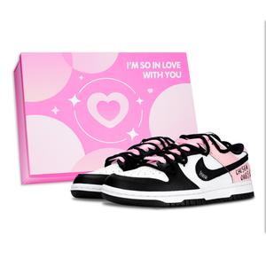 Nike Кроссовки для скейтбординга Dunk Low Top унисекс, черные, розовые