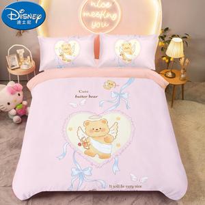 Disney Комплект постельного белья для кровати 1,5 м: простыня на резинке, пододеяльник 200x230 см, цвет Heart Bear