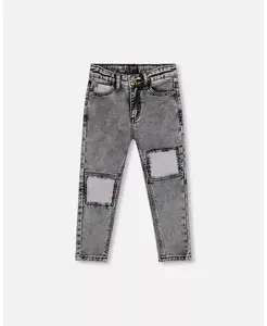 Черные джинсовые брюки из французского терри с контрастной нашивкой для мальчиков – для малышей|детей Deux par Deux, черный