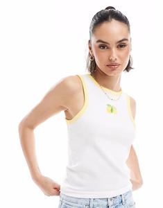 Верхняя часть топа-борцовки Pieces с вышитым изображением лимона белого цвета