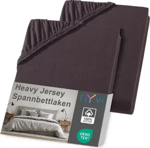 Простыня на резинке DreamScience Heavy Jersey 140x200 - 160x200 см, коричневая, 2 шт. в упаковке для наматрасников высотой до 10 см - Простыня на резинке, размерная стабильность, 160 г/м², эластичная по всему периметру, не требует глажки NYVI