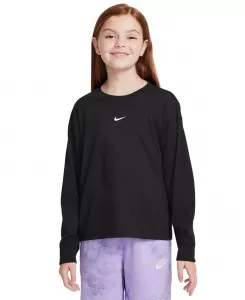 Футболка с длинным рукавом Big Girls Sportswear Essential Nike, черный