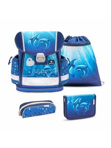 Набор из 4 предметов: стильный школьный рюкзак с изображением дельфинов Belmil