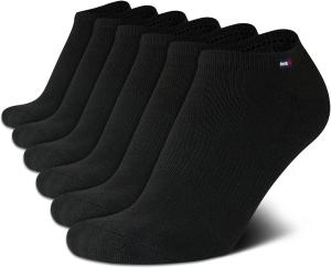 Женские спортивные носки Tommy Hilfiger No Show - 6 пар коротких мягких носков с амортизацией для женщин (размер 4-10), Black Logo