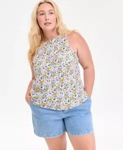 Модный топ с цветочным принтом больших размеров On 34th, белый
