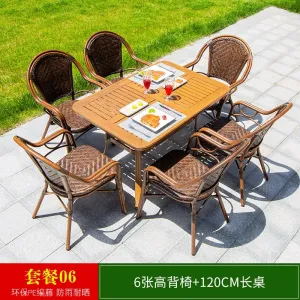 Комплект садовой мебели Green Water: 6 стульев с высокой спинкой, стол прямоугольный, 120 см (№6)