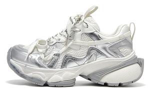 Амортизирующие противоскользящие и износостойкие кроссовки женские Beau Today низкие массивные Светло-серый струящийся