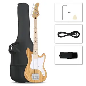 Электрогитара Glarry 30 дюймов GB Bass, короткая дека, цвет бурлайвуд