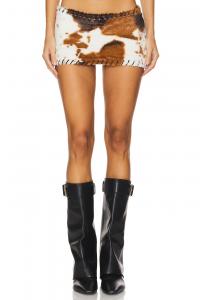 Мини-Юбка из искусственного меха с отделкой «обметкой» Jaded London, цвет cow