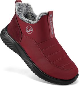 Женские зимние ботинки с мехом, теплые утепленные ботильоны на липучке, водонепроницаемые ботинки с противоскользящей подошвой Alicegana, Red