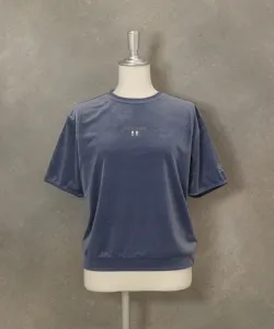 Бархатный гладкий пуловер с коротким рукавом Studio Picone, цвет Light Blue(067)