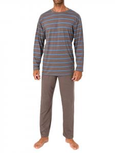 NORMANN Пижама с длинными рукавами в полоску, серого цвета