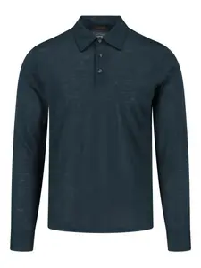 Поло из чистой шерсти с пуговицами Zanone, зеленый