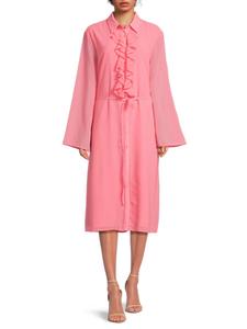 Платье миди Yasmine с длинными рукавами и оборками Area Stars, розовый