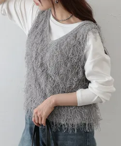 Жилет с бахромой из петель Colony 2139, цвет Light Gray