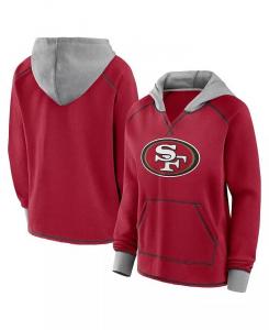 Женская флисовая толстовка с капюшоном Scarlet San Francisco 49ers Boom с V-образным вырезом Logo Athletic