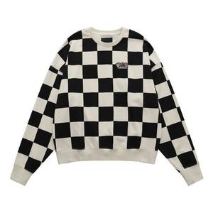Свитер checkerboard round neck pullover sweatshirt 'black white' Vans, черный