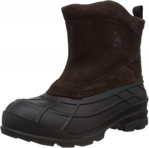 Зимние мужские ботинки Kamik Champlain Wide из водонепроницаемого замша с боковой молнией и подошвой с сцеплением, темно-коричневый