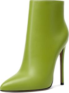 Женские ботильоны SAMMITOP на высоком каблуке-стойке, с боковой молнией, модные ботильоны, зимние туфли 4,5'', Matte Green