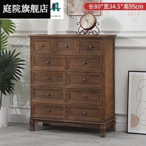 Yu Senyi Комод 80 см для спальни и гостиной из массива дерева, 5 ящиков, цвет кофе