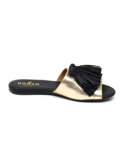 Золотистые кожаные сандалии Hogan, желтый