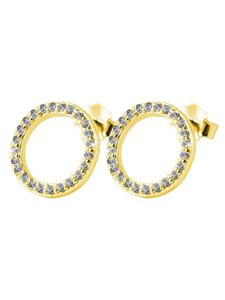 Adeliás Женские серьги - серьги-гвоздики из серебра 925 пробы с кубическим цирконием в золотой оправе