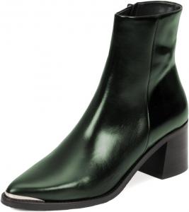 Женские стильные ботильоны с боковой молнией, закрытым заостренным носком, средней широкой стойкой, повседневные теплые рабочие ботинки, размер 4-16 US Wo wagas, Green