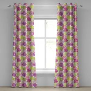 Шторы на люверсах ABAKUHAUS с цветочным рисунком, романтические элементы, природный мотив, цветочный винтажный абстрактный красочный дизайн, декоративные двухпанельные шторы, 280 см x 225 см, пурпурно-фиолетово-зеленый