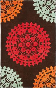 Ковер ручной работы из премиальной шерсти и вискозы saFAVIEH Soho Collection Brown/Multi SOH732A, 110 x 171 см