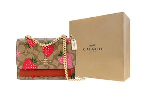 Кожаный дорожный кошелек через плечо маленький размер женский коричневый COACH