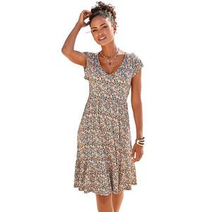 Женское платье с v-образным вырезом и воланами Lascana, Multicolor