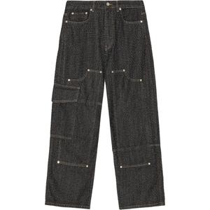 Пушистые джинсы Wide leg GANNI, черный