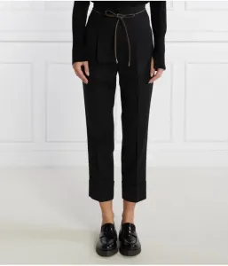 Шерстяные брюки с поясом straight fit Peserico, черный