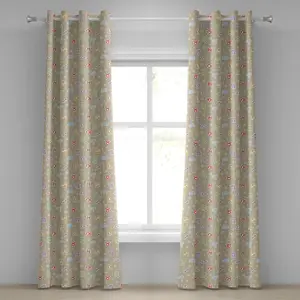 Шторы на люверсах ABAKUHAUS Астрология, рисунок в стиле каракулей с выцветшими звездами и яркими цветными знаками гороскопа, декоративные двухпанельные шторы, 280 см x 175 см, бежевый многоцветный Abakuhaus