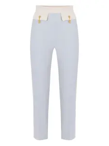 Брюки с контрастным поясом и лампасами Elisabetta Franchi, синий