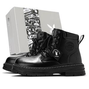 Playboy Короткие мартинсы мужские черные с флисовой подкладкой, цвет Black Fleece-Lined Style